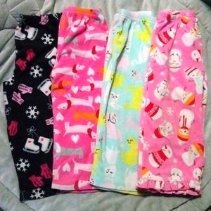 4 pair of fleece pj bottoms